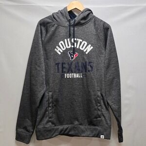 Houston Texans Football Hoodie Athletic Pullover Mens Sz L Charcoal Gray Pockets